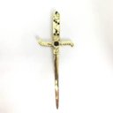 Ver imagem 1 de Adaga Cigana Metal Dourado Brilhante Pedra Preta 19 cm