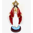 Ver imagem 1 de Imagem Sagrado Coração Jesus Manto Vermelho em Resina 31 cm