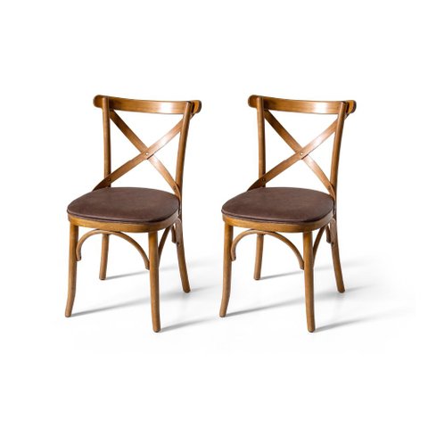 Conjunto 2 Cadeiras de Jantar Estofada em Madeira Wien Marrom – Straub Web