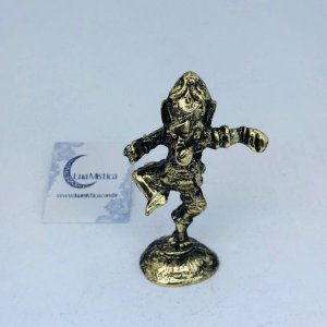 Ganesha Dançarino em Metal Dourado 9 cm