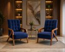 Ver imagem 1 de Kit Poltrona Veludo Azul Marinho