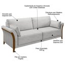 Ver imagem 3 de Kit Sofá Living 3 Lugares e Poltrona 102cm Pés Madeira Roya M22 Veludo Cinza - Mpozenato
