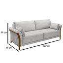 Ver imagem 6 de Kit Sofá Living 3 Lugares e Poltrona 102cm Pés Madeira Roya M22 Veludo Cinza - Mpozenato