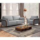 Ver imagem 2 de Kit Sofá Living 3 Lugares e Poltrona 102cm Pés Madeira Roya M22 Veludo Cinza - Mpozenato