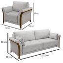 Ver imagem 4 de Kit Sofá Living 3 Lugares e Poltrona 102cm Pés Madeira Roya M22 Veludo Cinza - Mpozenato