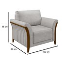 Ver imagem 7 de Kit Sofá Living 3 Lugares e Poltrona 102cm Pés Madeira Roya M22 Veludo Cinza - Mpozenato