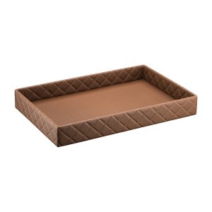 Bandeja Hara Sophia Matelassê em Couro Ecológico 60x40x8cm:caramelo