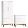Cômoda Gaveteiro e Guarda Roupa Infantil 2 Portas New Classic Branco com Pés Madeira ? Reller - 1