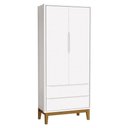 Ver imagem 3 de Cômoda Gaveteiro e Guarda Roupa Infantil 2 Portas New Classic Branco com Pés Madeira ? Reller