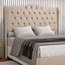 Ver mais imagens de Cabeceira Estofada 1.95 para Cama Box King Capitonê Dubai Suede Cappuccino - Lh Móveis