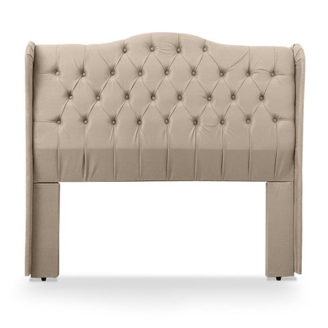 Cabeceira Estofada 1.95 para Cama Box King Capitonê Dubai Suede Cappuccino - Lh Móveis