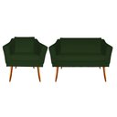 Ver imagem 1 de Kit Namoradeira + 1 Poltrona Decorativa Agatha Suede Verde Pés Madeira Ms Decor