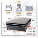 Ver imagem 3 de Conjunto Cama Box Super King c/ Molas Ensacadas Durham Cinza 193x203x60