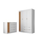 Ver imagem 4 de Conjunto Roupeiro e Cômoda Infantil Ayla 100% MDF Detalhes Ripados Quarto de Bebê Branco Phoenix