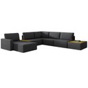 Ver imagem 2 de Sofá de Canto 5 Lugares com Chaise Modular Moderno Premium Veludo Preto Agatha