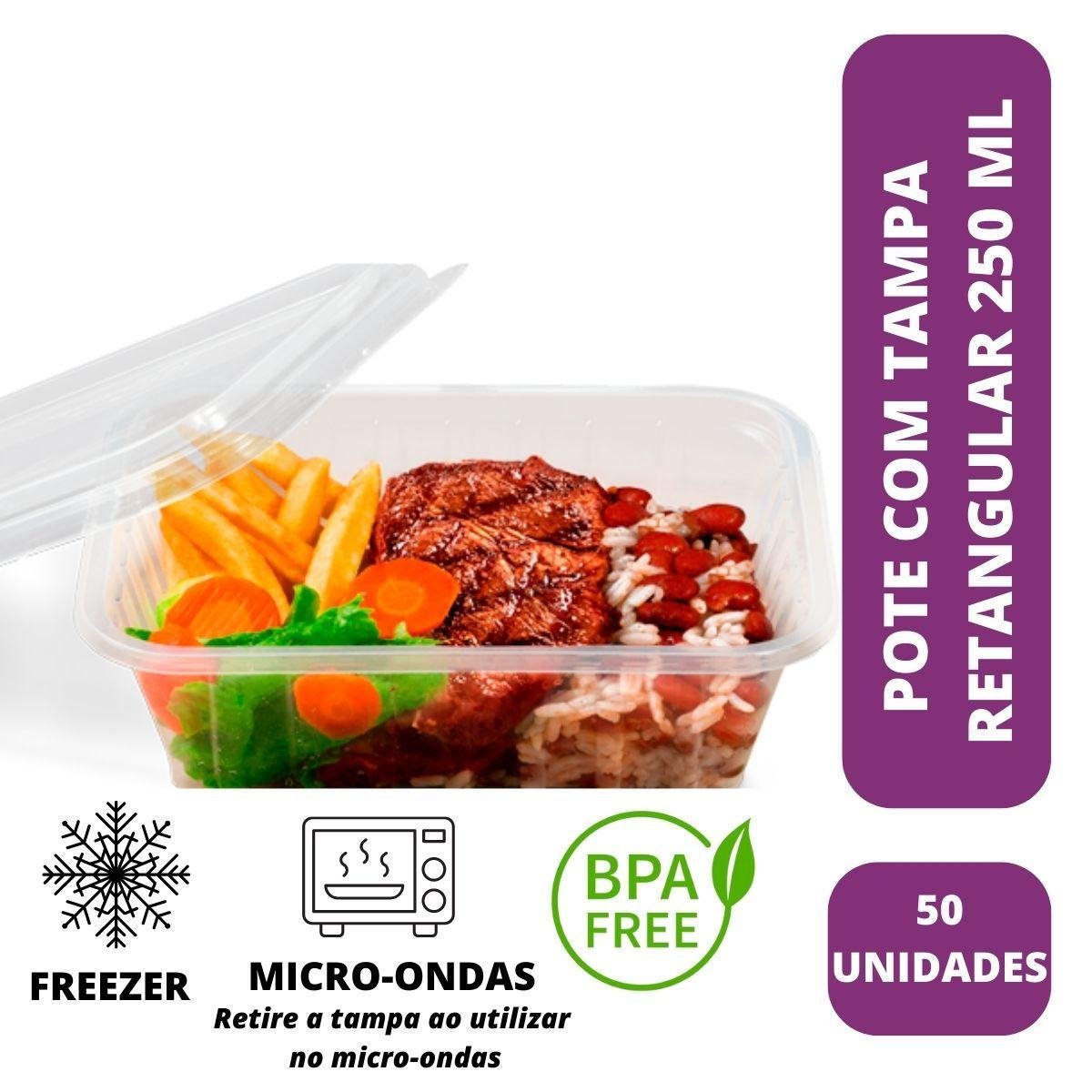 Pote Marmita Descartável 250ml Freezer Micro-ondas Comida - 4