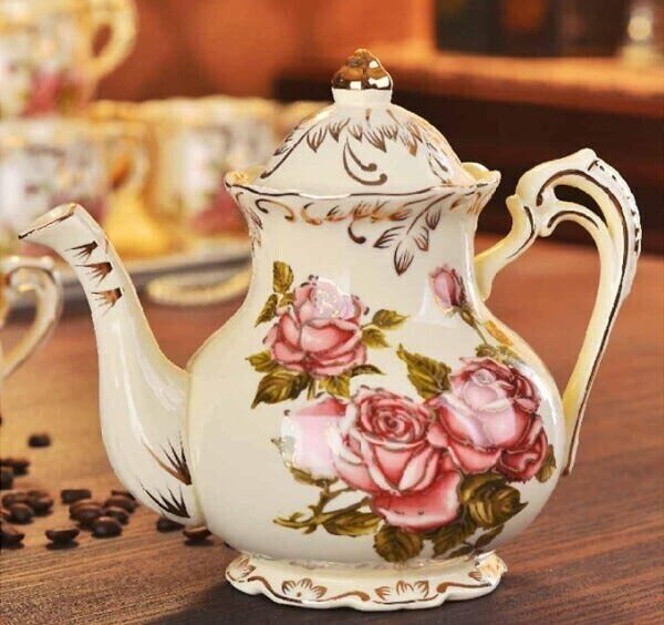 Conjunto De Chá e Café Estilo Britânico Porcelana Chinesa Bule