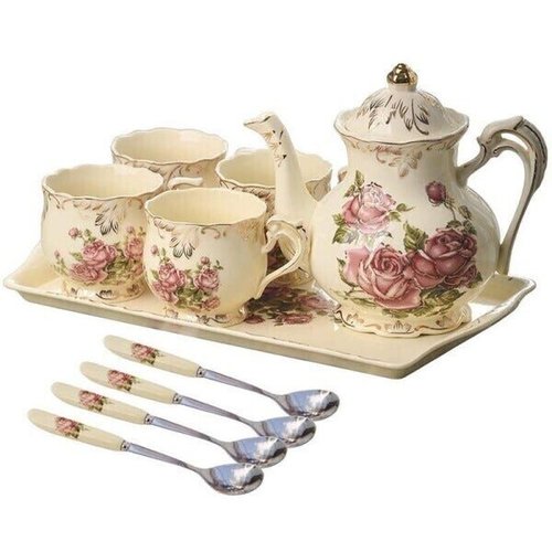 Conjunto De Chá e Café Estilo Britânico Porcelana Chinesa Bule