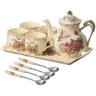 Conjunto De Chá e Café Estilo Britânico Porcelana Chinesa Bule Xícara Colher Com Bandeja 10 Peças - 1