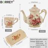 Conjunto De Chá e Café Estilo Britânico Porcelana Chinesa Bule Xícara Colher Com Bandeja 10 Peças - 6