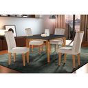 Ver imagem 1 de Sala de Jantar Completa Londrina C/ Tampo Madeirado Vidro Canto Reto 120x80cm e 4 Cadeiras Amsterd