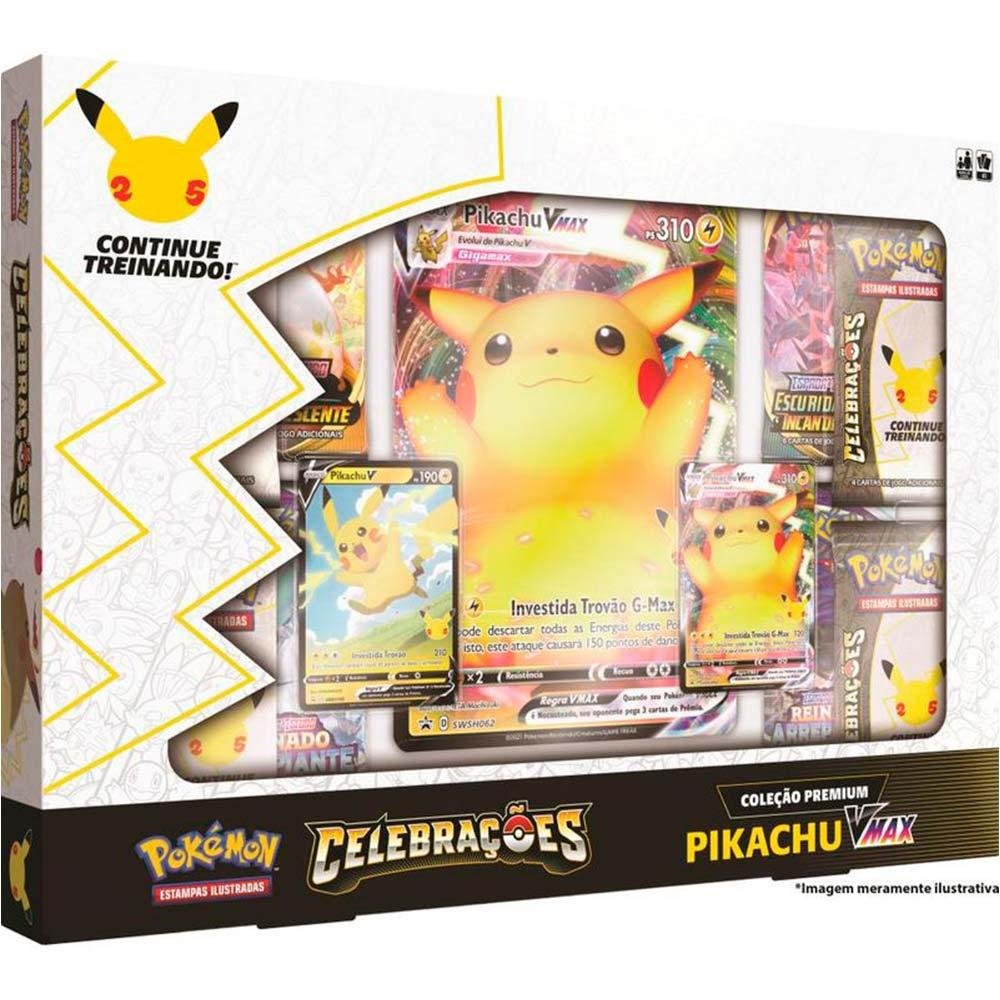 Jogo de Cartas - Pokemon - 25 anos - Coleção Premium - Pikachu VMax - Copag