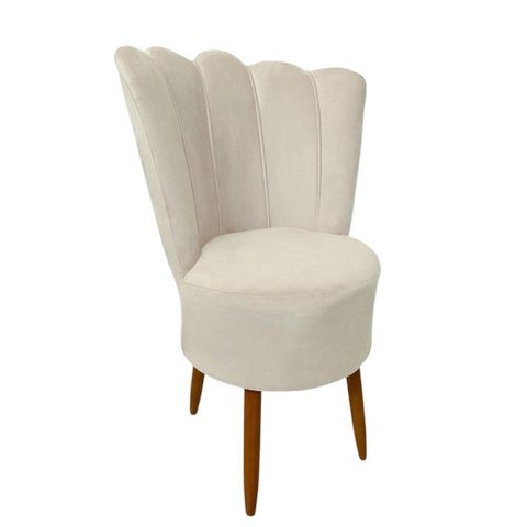 Kit 2 Cadeiras Decorativa Pétala Veludo Premium Pés Retrô Palito Sala e Quarto Bege