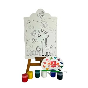 Brinquedo Kit de Pintura Infantil Cavalete Avental Tema:safari2