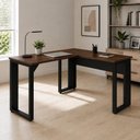 Ver imagem 1 de Escrivaninha em L 120 cm X 150 cm Home Office e Escritório Pés Metal F5 Office Cor:Louro Preto com