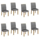 Ver imagem 1 de Kit 8 Cadeiras para Sala de Jantar Pés em Madeira Maciça Mari Cinza/Cinamomo/Linho Prata