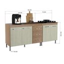 Ver imagem 4 de Kit 2 Balcões Modulados Gabinete Pia 120cm e Cooktop 70cm com Tampo Paris Fidelitá Nogal/salinas