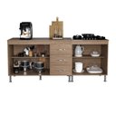 Ver imagem 2 de Kit 2 Balcões Modulados Gabinete Pia 120cm e Cooktop 70cm com Tampo Paris Fidelitá Nogal/salinas
