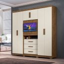 Ver imagem 1 de Guarda-Roupa Casal Dubai Plus 6 Portas e 3 Gavetas Moval Castanho Wood/ Baunilha