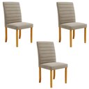 Ver imagem 1 de Kit 3 Cadeiras de Sala de Jantar Estofadas Veiga Madeira Maciça Suede Bege G78 - Gran Belo Cadeira d
