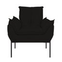Ver imagem 3 de Poltrona Sofá Luxo Base Metal Preto Recepção Escritório Preto