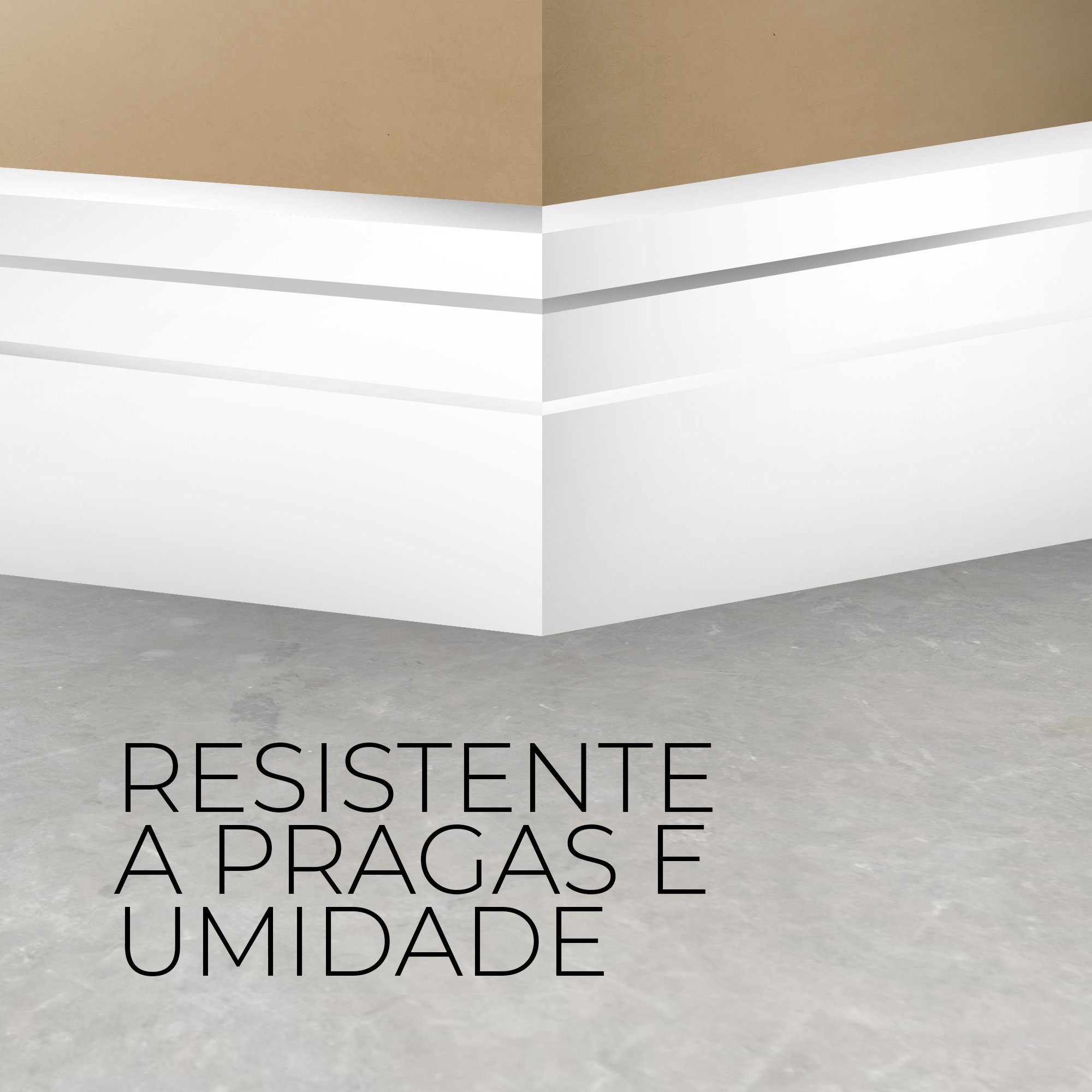 Rodapé Poliestireno 10cm Frisado Branco 1m Rm Decor - 2