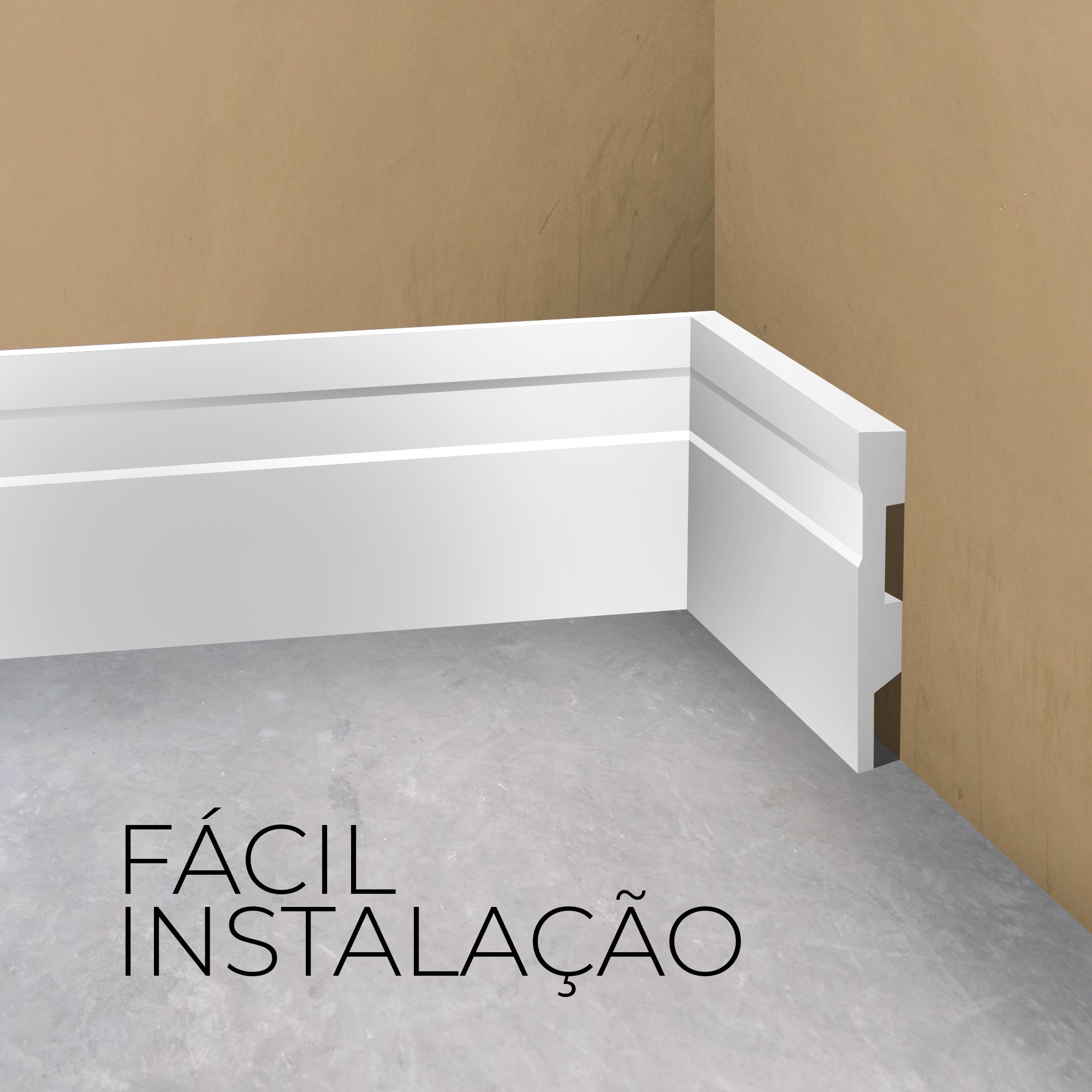 Rodapé Poliestireno 10cm Frisado Branco 1m Rm Decor - 3