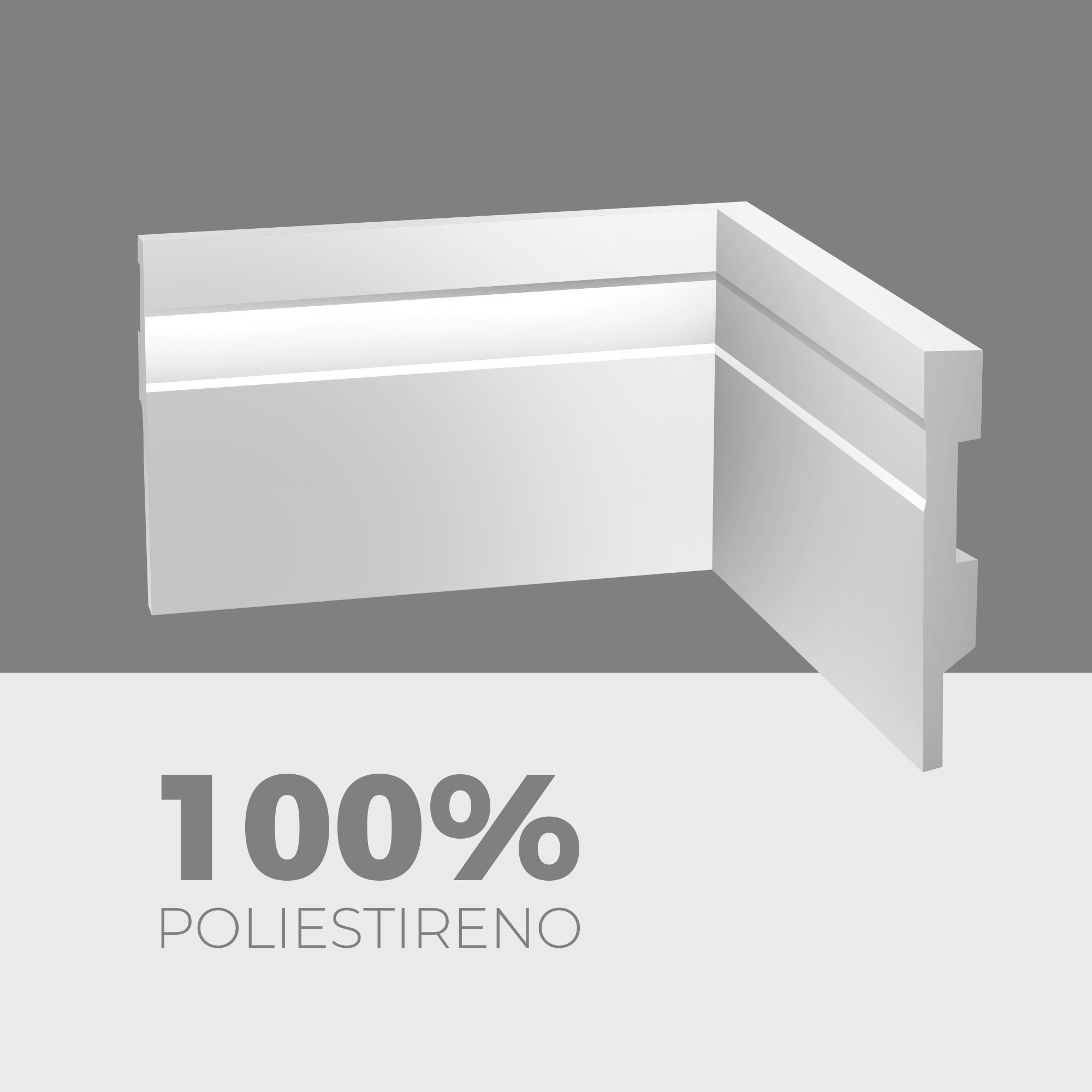 Rodapé Poliestireno 10cm Frisado Branco 1m Rm Decor - 4