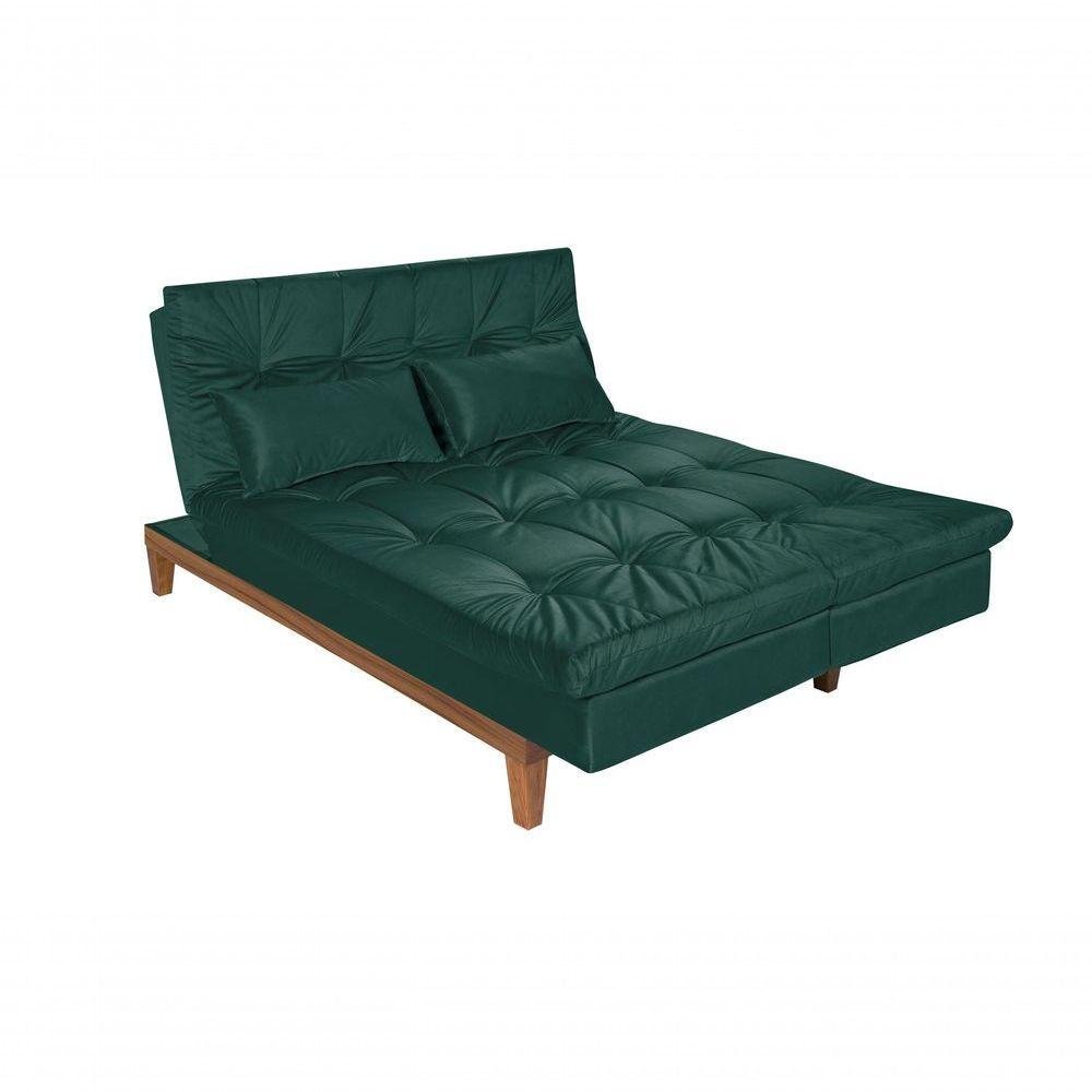 Sofá Cama Versátil Pés de Madeira Verde 403