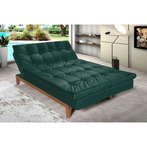 Sofá Cama Versátil Pés de Madeira Verde 403