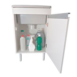Gabinete para Lavanderia 53cm com Tanque 34 Litros + Sifão Cor do Tanque: Cinza - 5