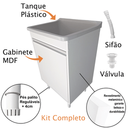 Gabinete para Lavanderia 53cm com Tanque 34 Litros + Sifão Cor do Tanque: Cinza - 3