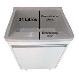 Gabinete para Lavanderia 53cm com Tanque 34 Litros + Sifão Cor do Tanque: Cinza - 4
