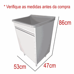 Gabinete para Lavanderia 53cm com Tanque 34 Litros + Sifão Cor do Tanque: Cinza - 2