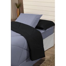 Kit Edredom Solteiro Dupla Face Ternura 4 Peças Preto/ Cinza - 3
