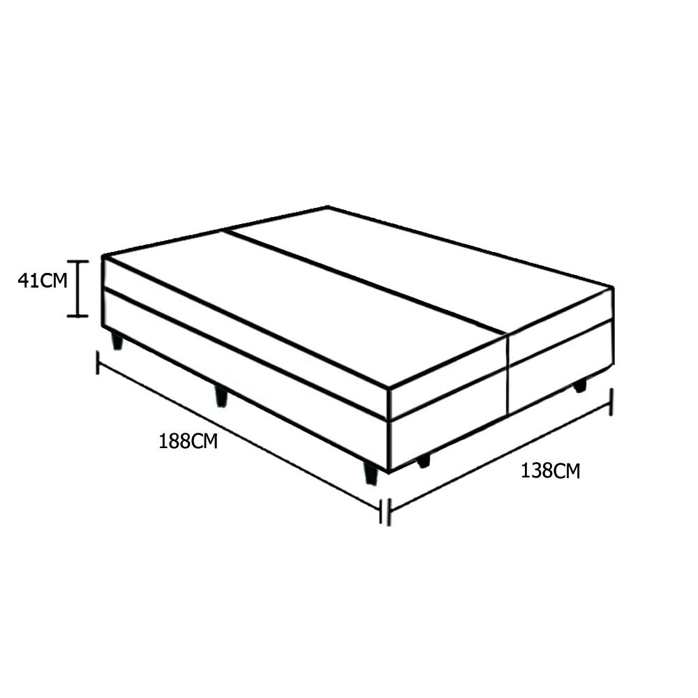 Base Box Baú Casal Bipartido NK Camas Sintético Branco 41x138x188 - 4