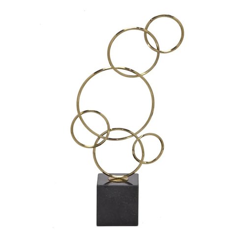 Escultura Círculos em Metal Dourada 42cm - Espressione Espressione - Mabruk 698-004