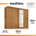 Ver imagem 3 de Guarda Roupas Casal Ripado com Espelho 2 Portas de Correr 4 Gavetas Vitta