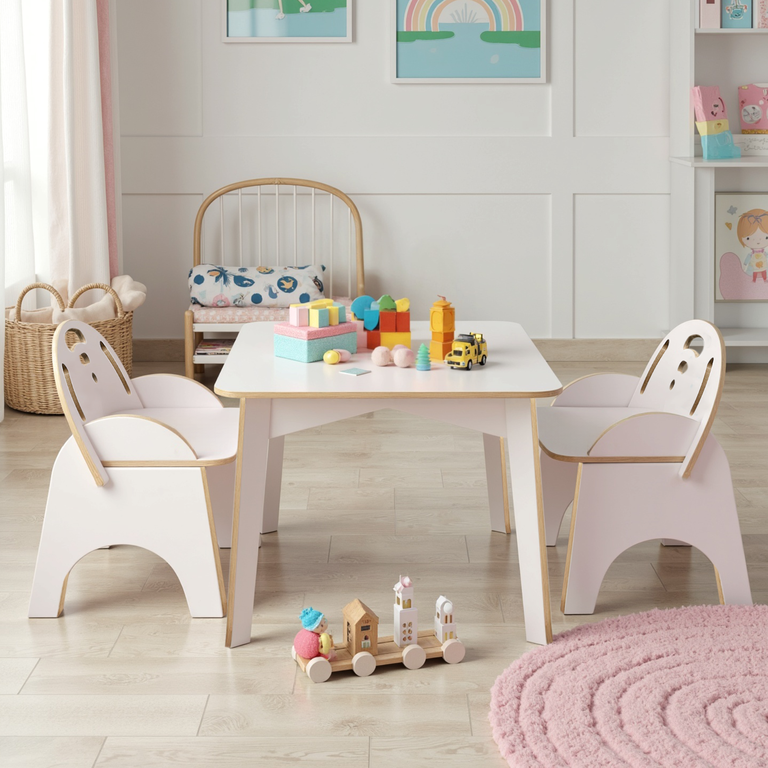 Mesinha para Criança Educativa com 2 Cadeiras Infantil - Branco Mesinha para Criança Educativa com 2 Cadeiras Infantil - Branco