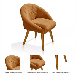 Poltrona Mdf B&a Moderna Confortável Pé Palito Madeira Luxo:terra Cota - 4